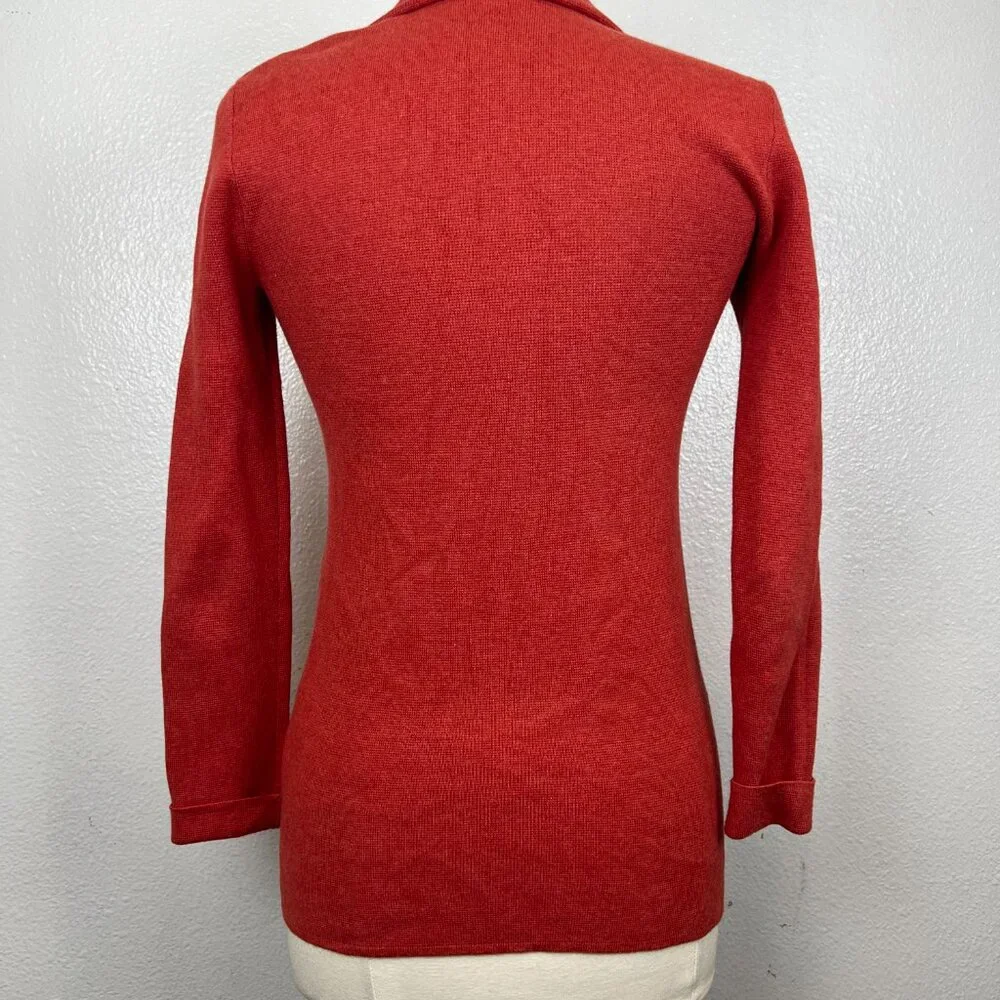 J Crew Sweater Blazer Womens XXS Burnt Orange Rust Jacket Two Button Pockets‎
